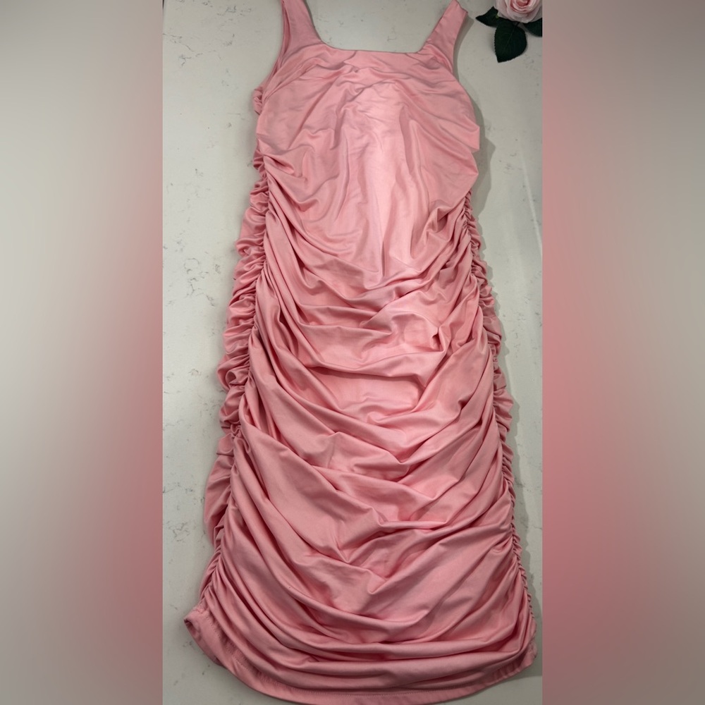 Chic Pink Ruched Dress